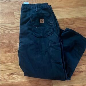 Carhartt carpenter thermal lined pants size 42x30 black RN#14806